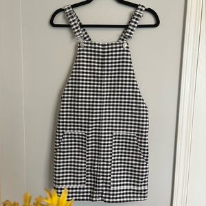 Topshop Moto Black Checkered Overall Dress